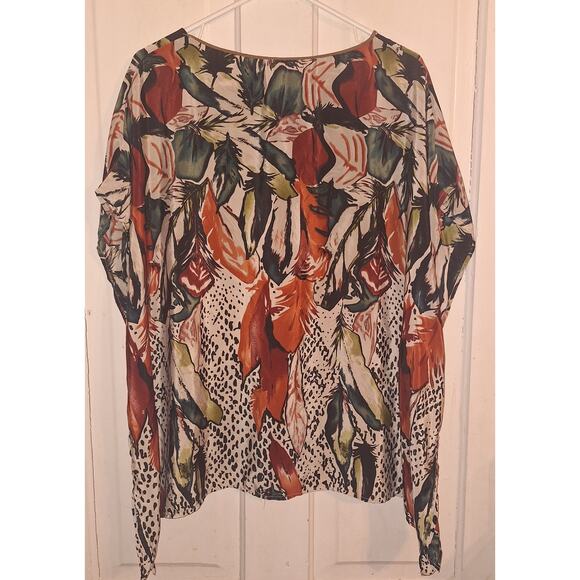 Madison Women's Size XL Tropical Vacation Summer Travel Flowy Tunic Blouse Top - Picture 2 of 6